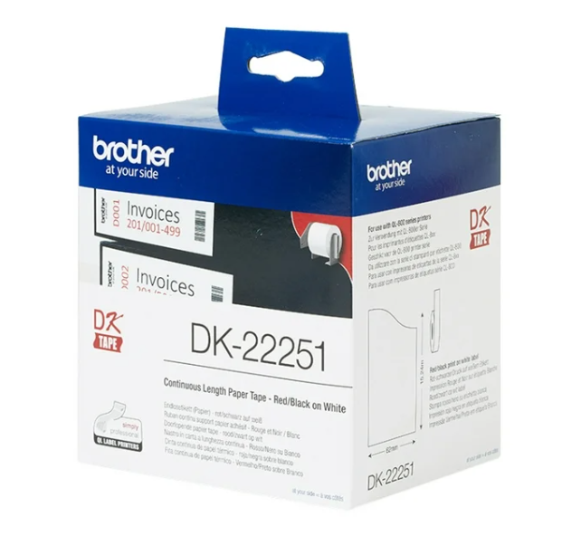 White Adhesive Label Roll 62mm x 15.24M Red/Black on White